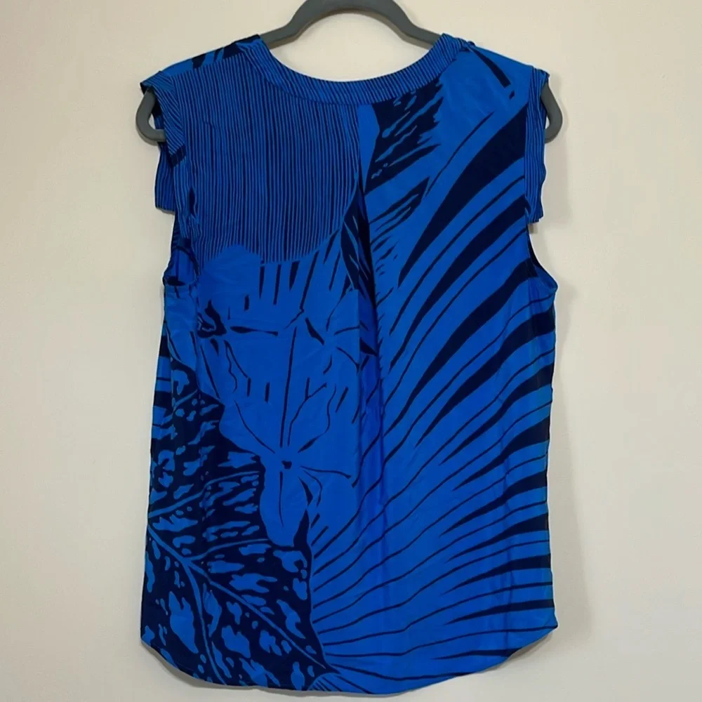 J. Crew Blue Floral 100% Silk Top Sz 12
